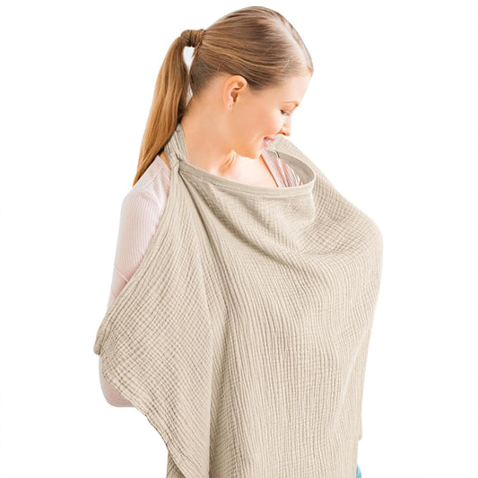 X With Love muslin nursing cover for baby breastfeeding, breathable 100% cotton with rigid hoop, multi-use carseat canopy in summer wheat