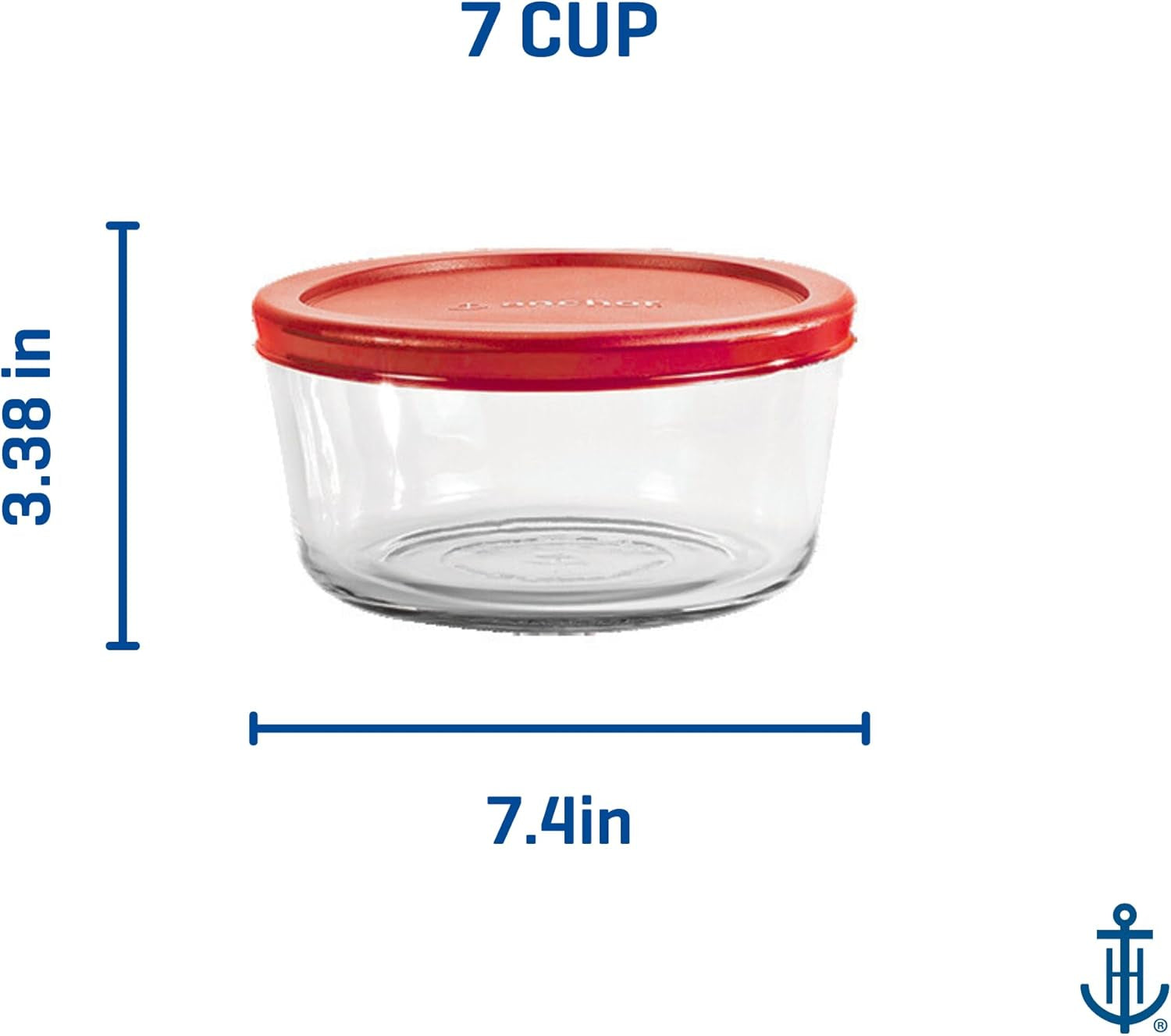Set of four red Snugfittm round food storage containers with lids, oven-safe, 7-cup capacity, from X With Love.