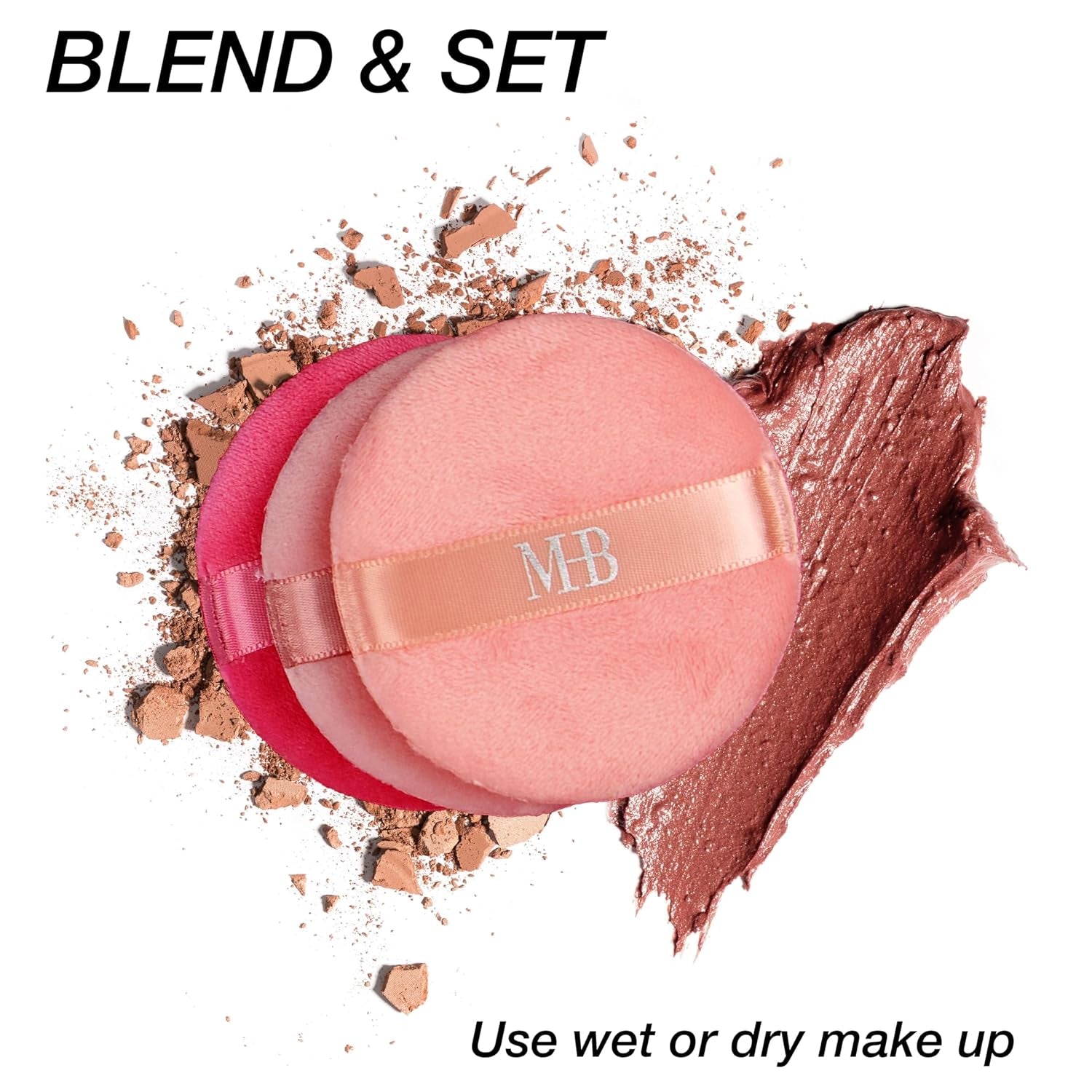 8-piece round beauty sponge set by X With Love, soft blending makeup applicators for flawless foundation and setting.