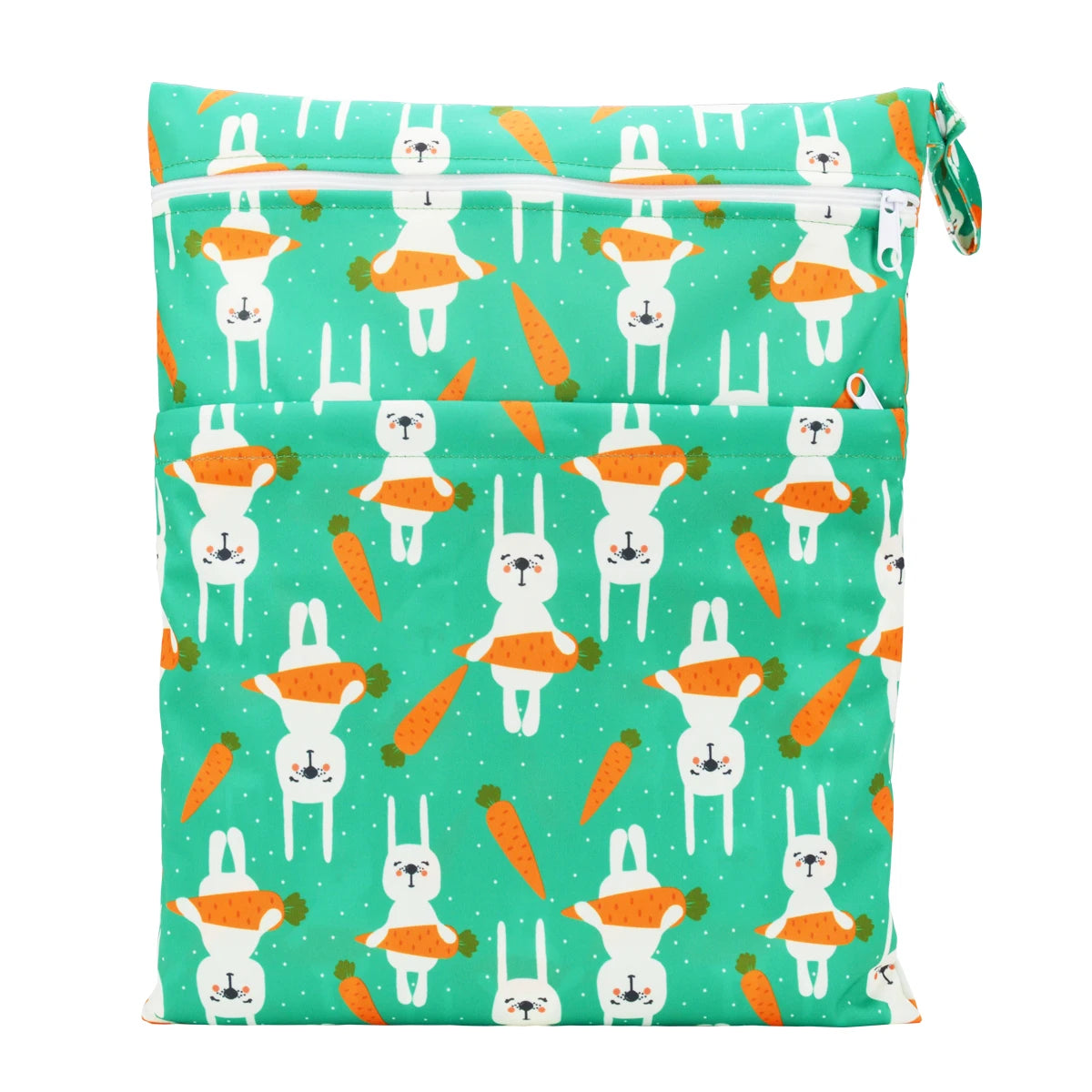 Reusable waterproof wet dry bag with two zippers for baby diapers, measuring 36x29cm, by X With Love.