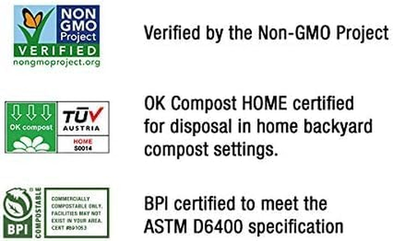 13-gallon tall kitchen compostable trash bags by X With Love, 48-count, BPI certified, food scrap bin liners, made in USA