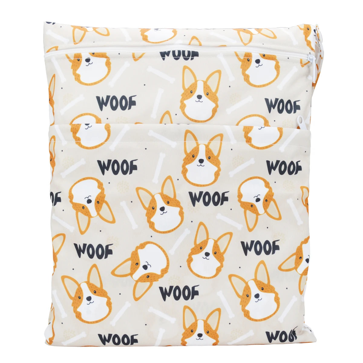X With Love waterproof wet-dry bag with two zippers, reusable, for baby diapers and nappies, measuring 36cm by 29cm