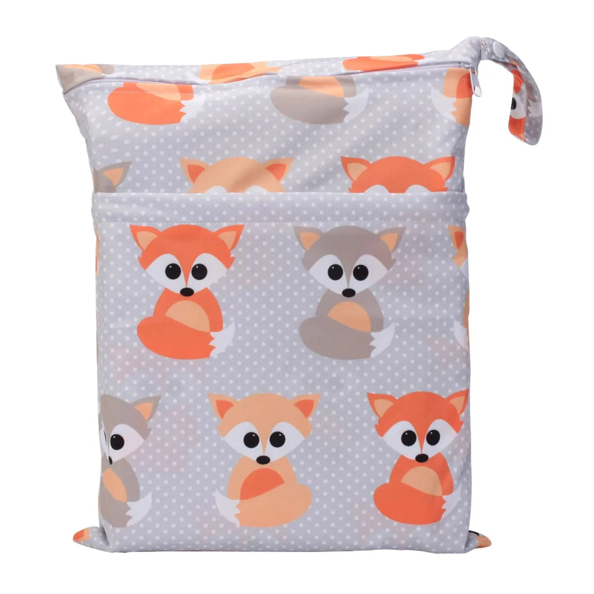 X With Love waterproof wet dry bag with two zippers for baby diapers, reusable and waterproof, measuring 36cm by 29cm.