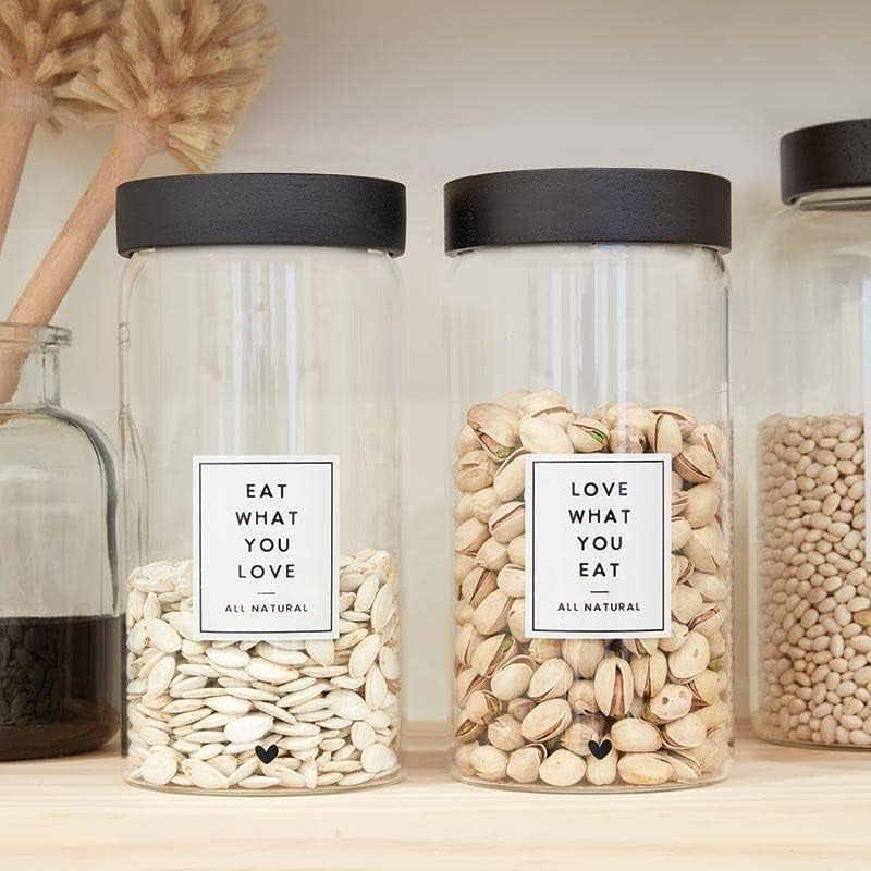 Set of two 44-ounce glass food storage containers from X With Love, ideal for pantry organization and fresh food storage