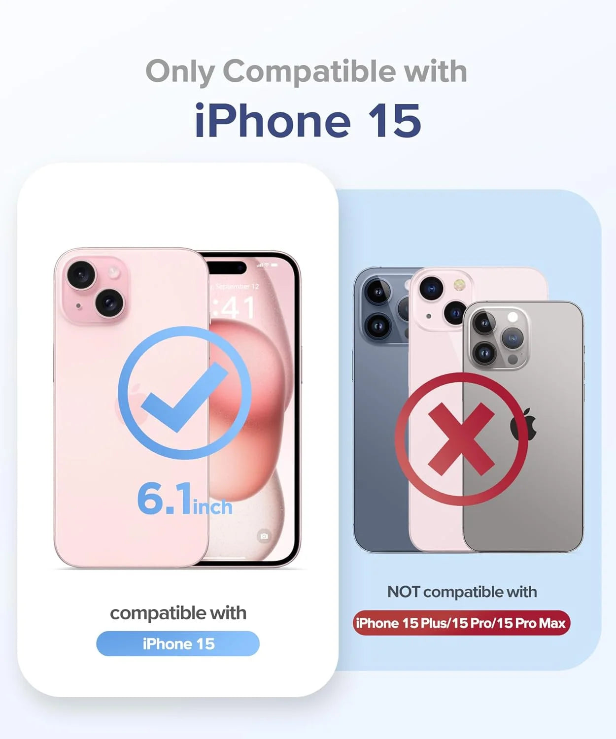 Transparent X With Love magnetic phone case for Apple iPhone 15, slim, shockproof, yellow-resistant crystal clear cover.