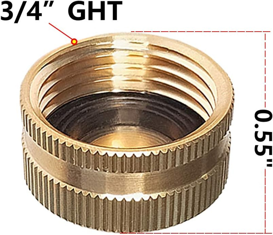 Set of six brass garden hose caps with washers, 3/4 inch female fittings, for secure garden hose connections by X With Love