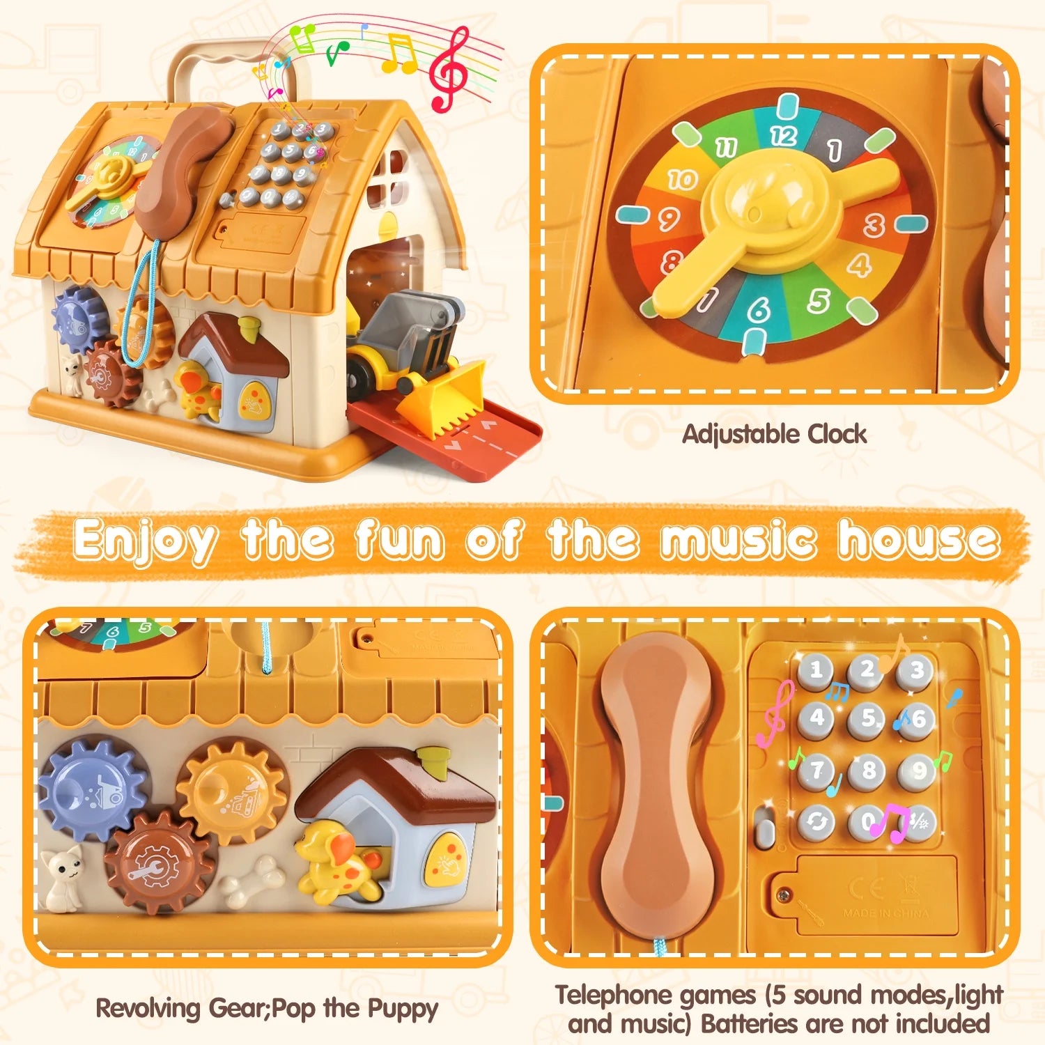 Colorful toddler Montessori learning house toy by X With Love with cars, map, sound, and light features for children 1+ years old.