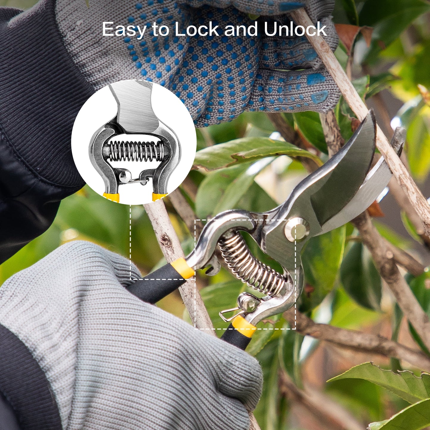 Black X With Love 8-inch bypass garden pruning shears and scissors for trimming plants and garden branches.