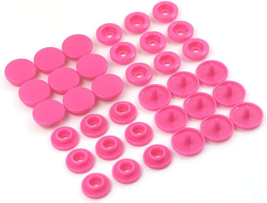 Set of 20 T5 resin plastic snap buttons in rose red for clothing DIY, featuring press stud fasteners from X With Love.