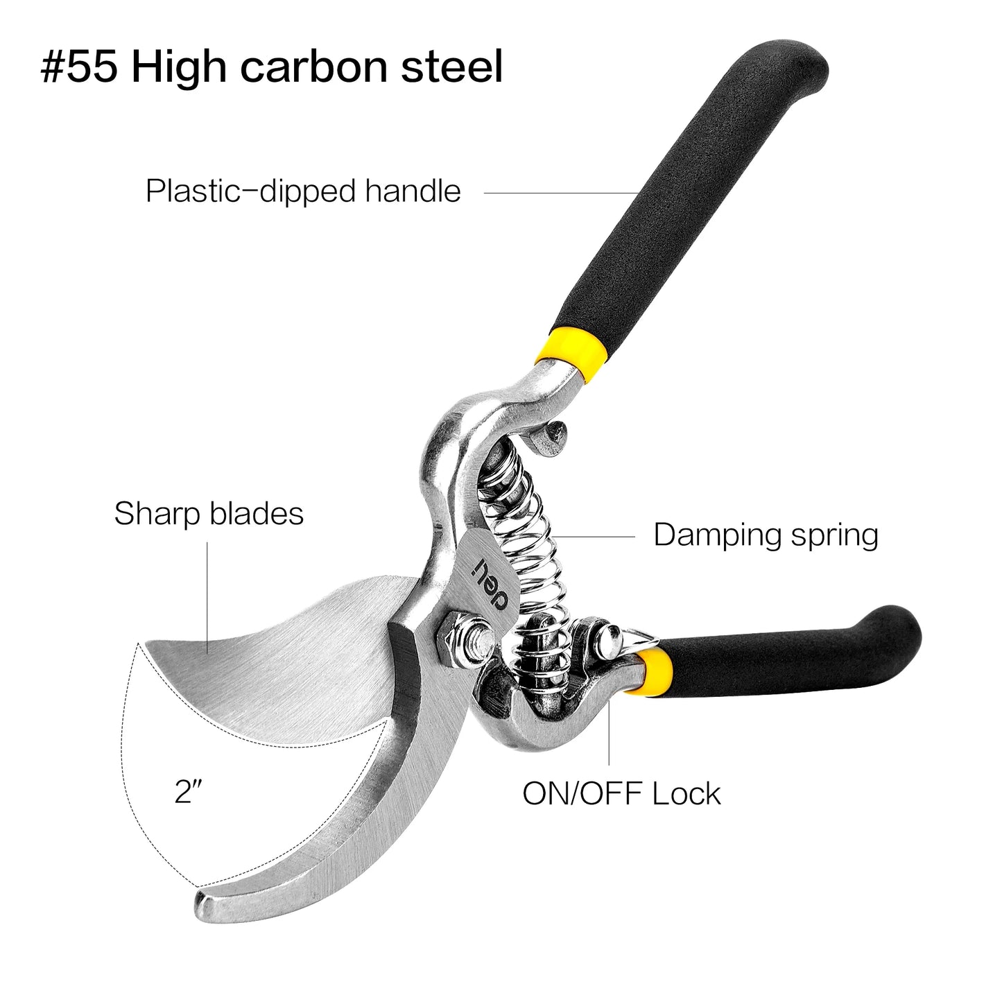 Black 8-inch bypass garden pruning shears by X With Love, featuring sharp garden scissors and clippers for trimming plants.