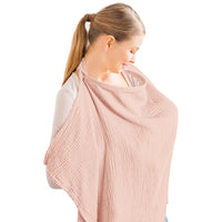 Pink X With Love muslin nursing cover for baby breastfeeding, breathable 100% cotton with rigid hoop and multi-use carseat canopy