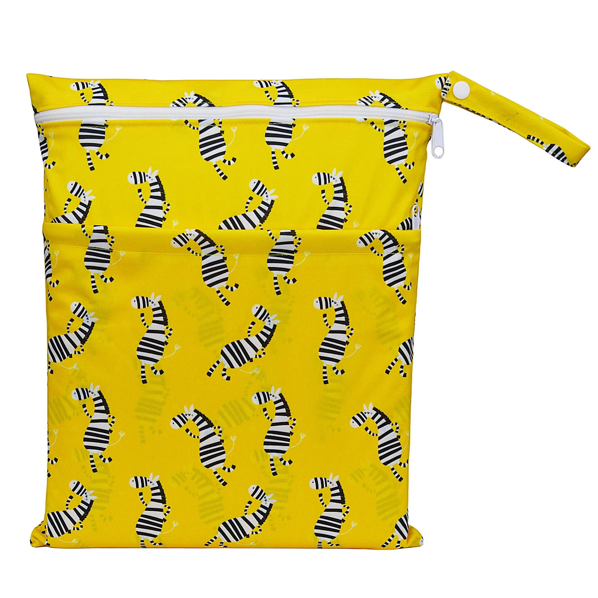 X With Love waterproof wet dry bag with two zippers, reusable diaper storage bag for baby nappies, measures 36cm by 29cm.