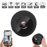 Mini wireless security camera by X With Love with HD 720p video, night vision, motion detection, and portable design for home and outdoor use.