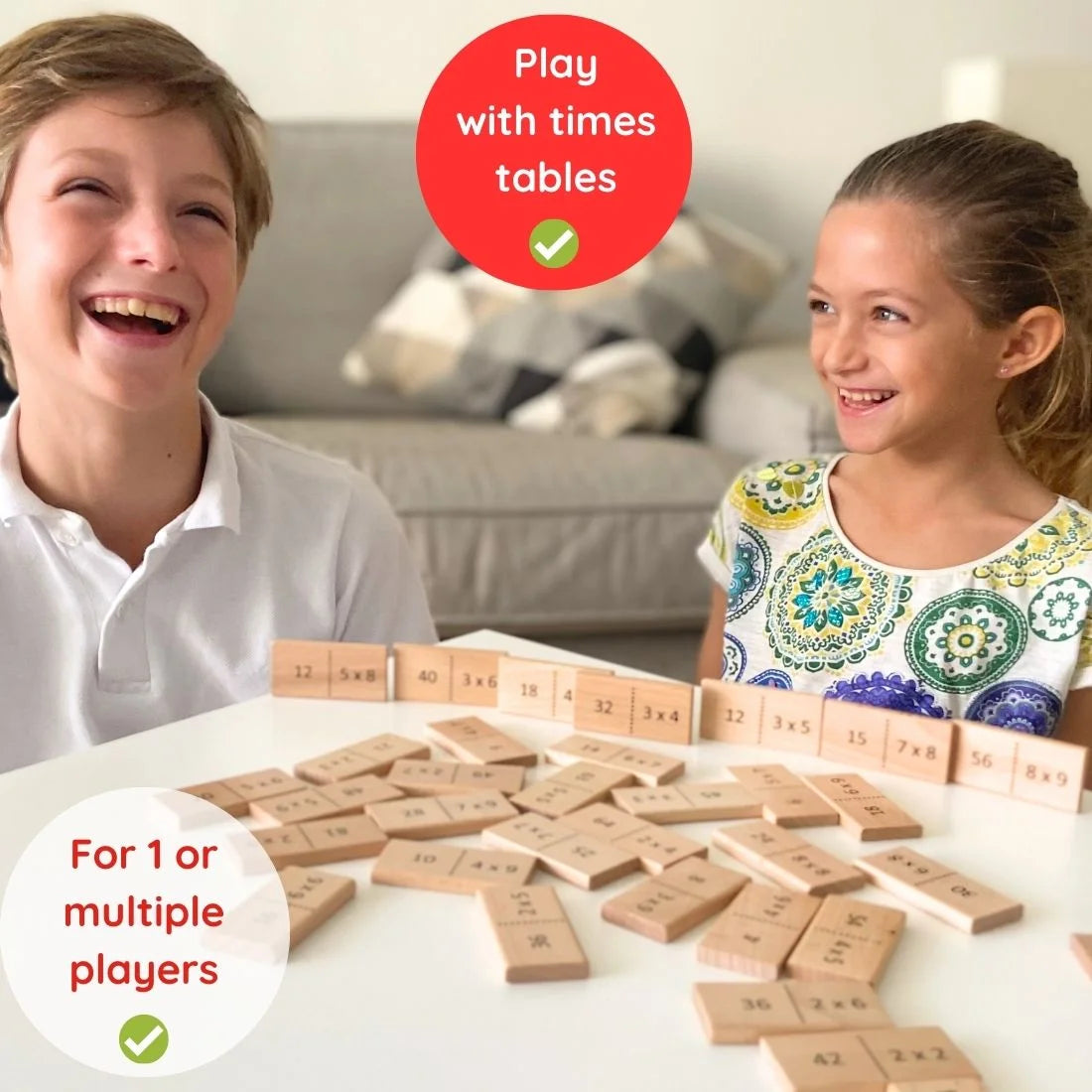 Mathomino Times Tables Multiplication Domino Math Game by X With Love, featuring colorful domino tiles for learning multiplication.