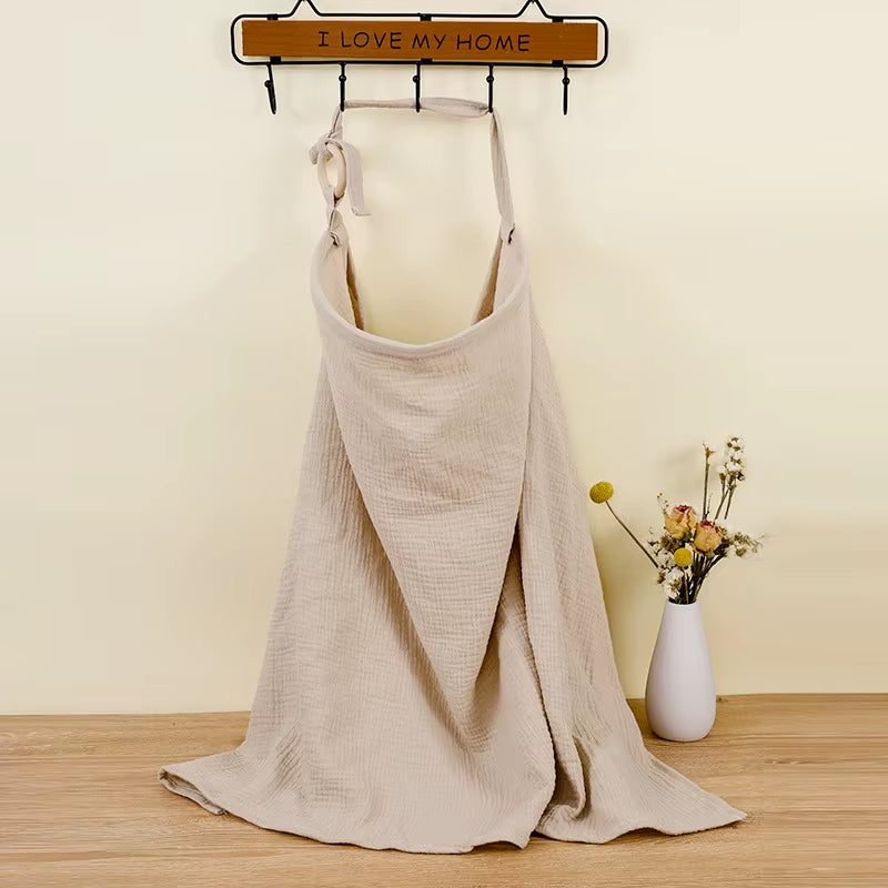 Breathable cotton muslin nursing cover by X With Love, ideal for breastfeeding, baby feeding, and stroller privacy.