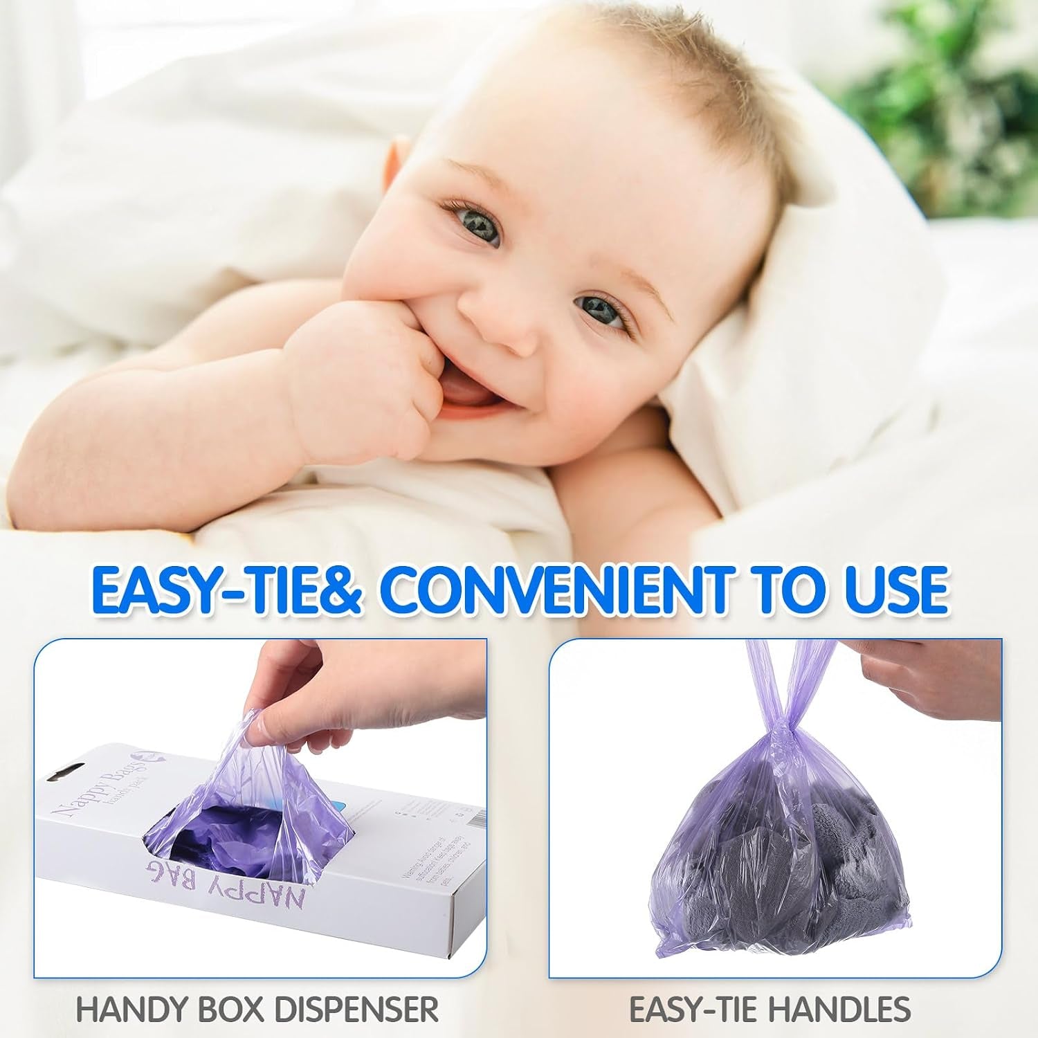 1800 pcs X With Love baby disposable diaper bags with easy tie handles, scented trash sacks for diaper disposal and pet waste.
