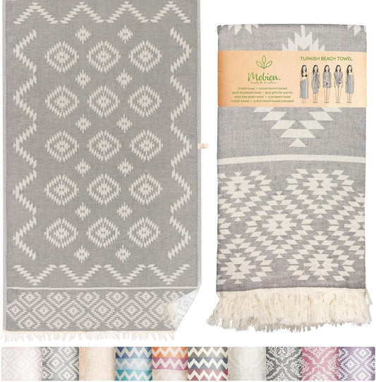 Dark grey Turkish beach towel by My Store, lightweight 100% cotton, quick-drying, sand-free, vintage style, 35x67 inches.